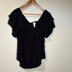 Addition Elle Elegant Black Ruffle Top